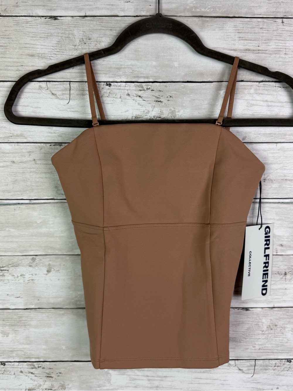 GIRLFRIEND COLLECTIVE Devon Compressive Cami Tan Size Small